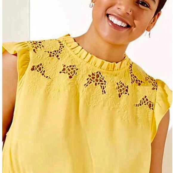 Loft Plus Size NWT Yellow Floral Ruffle Dress Women 22 *Pls See Description* - Picture 14 of 14